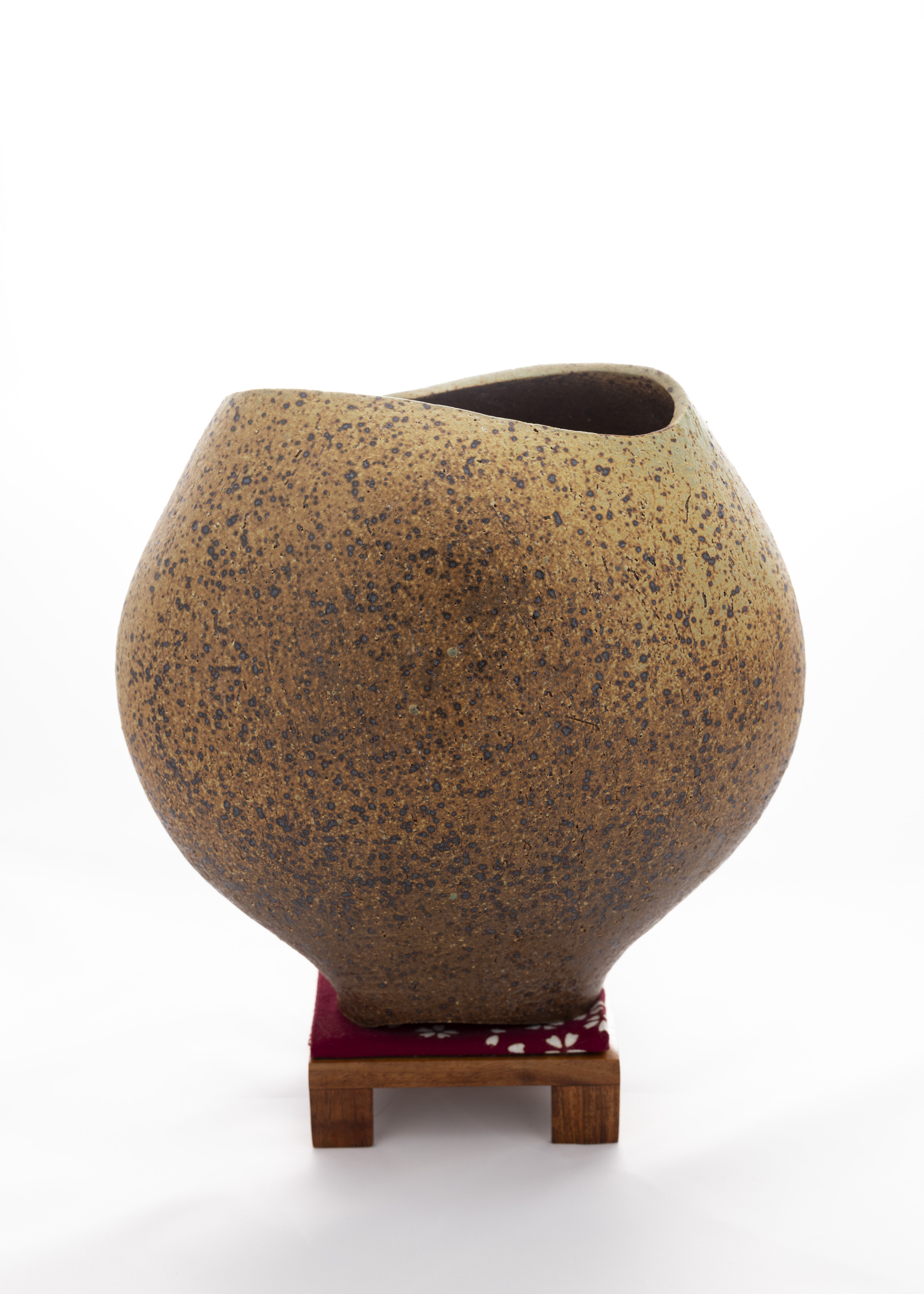 Assymetric Flattened Rustic Vase