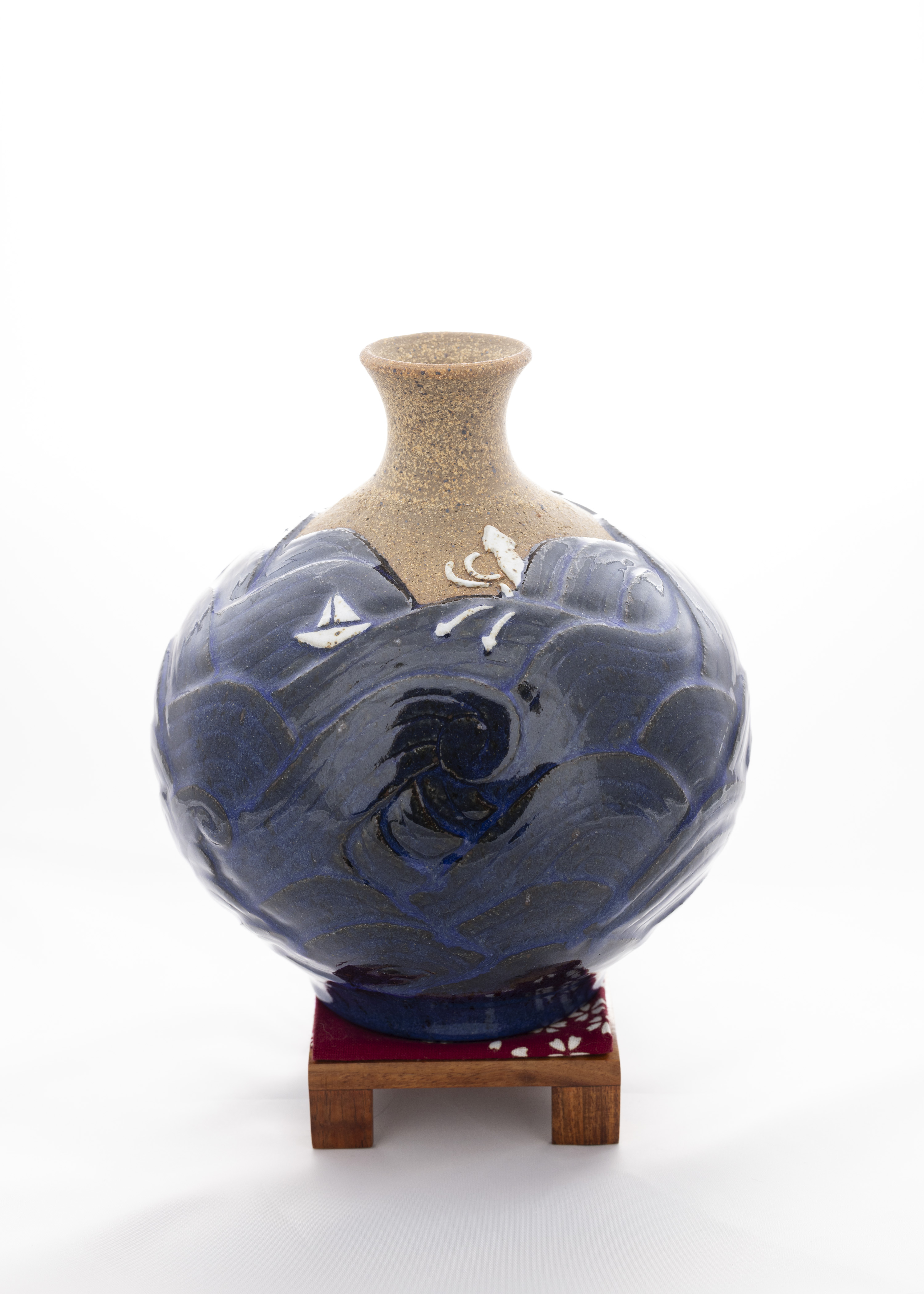 Carved Ocean Waves Vase