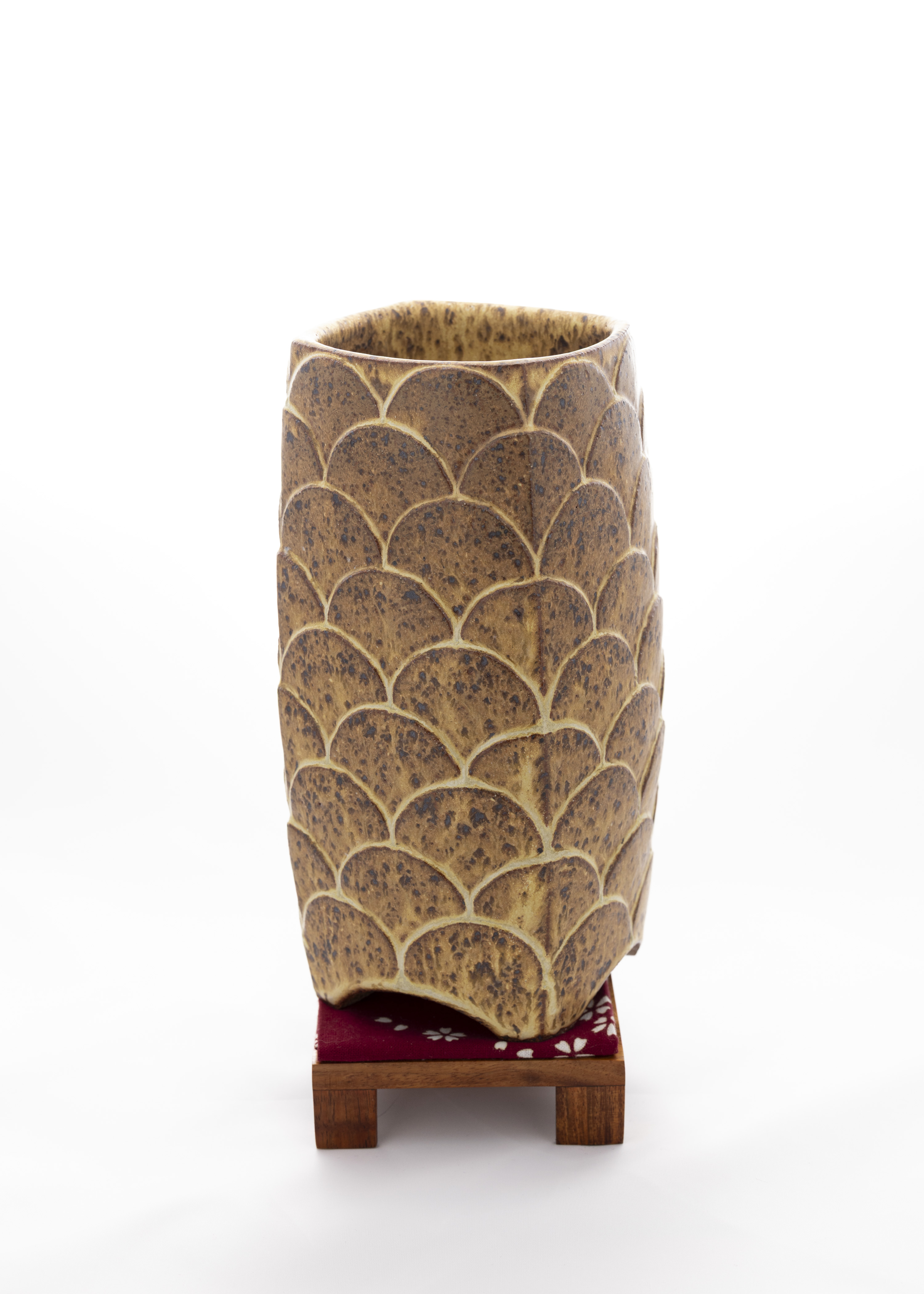 Carved Waves Rustic Vase