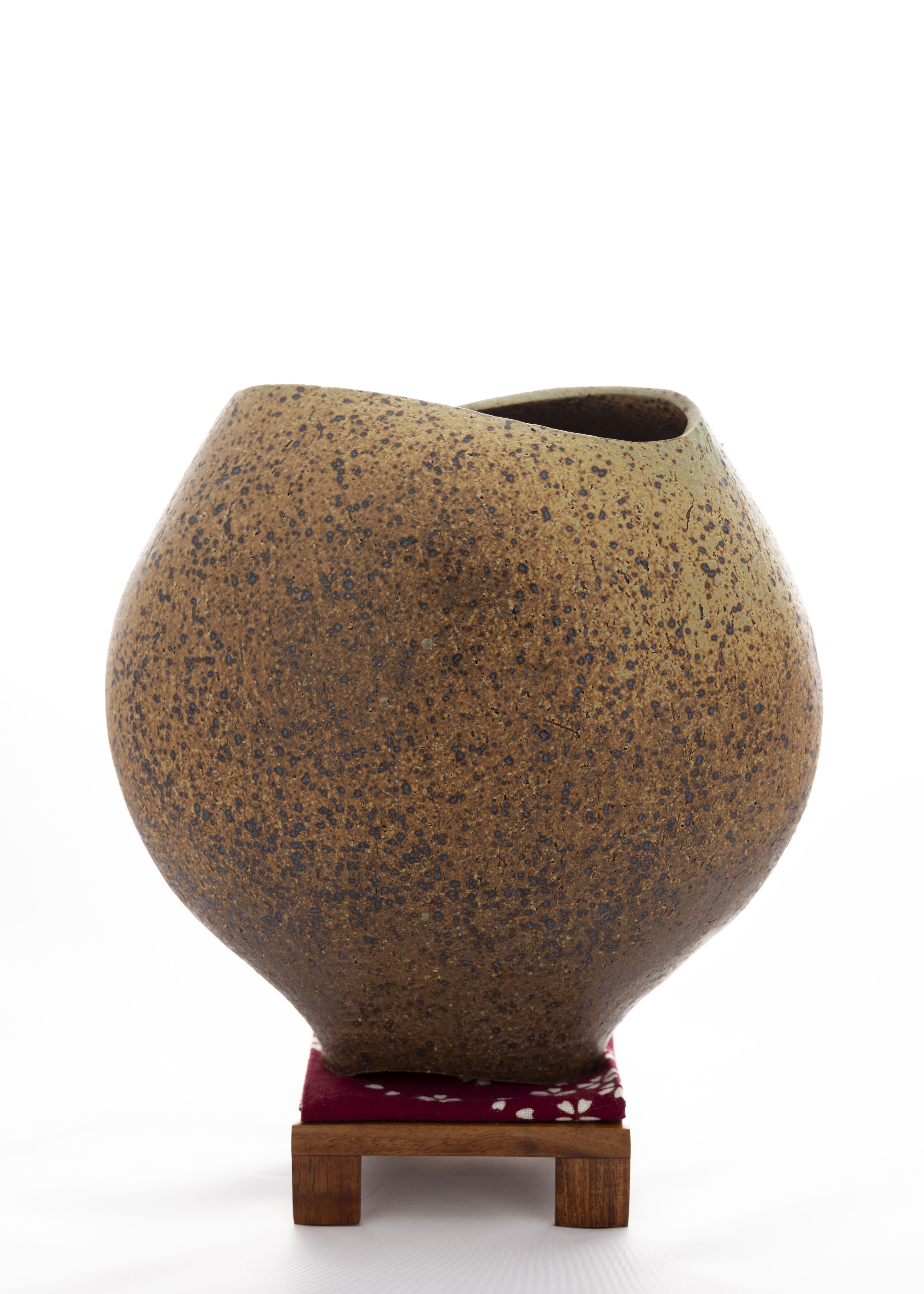 Assymetric Flattened Rustic Vase