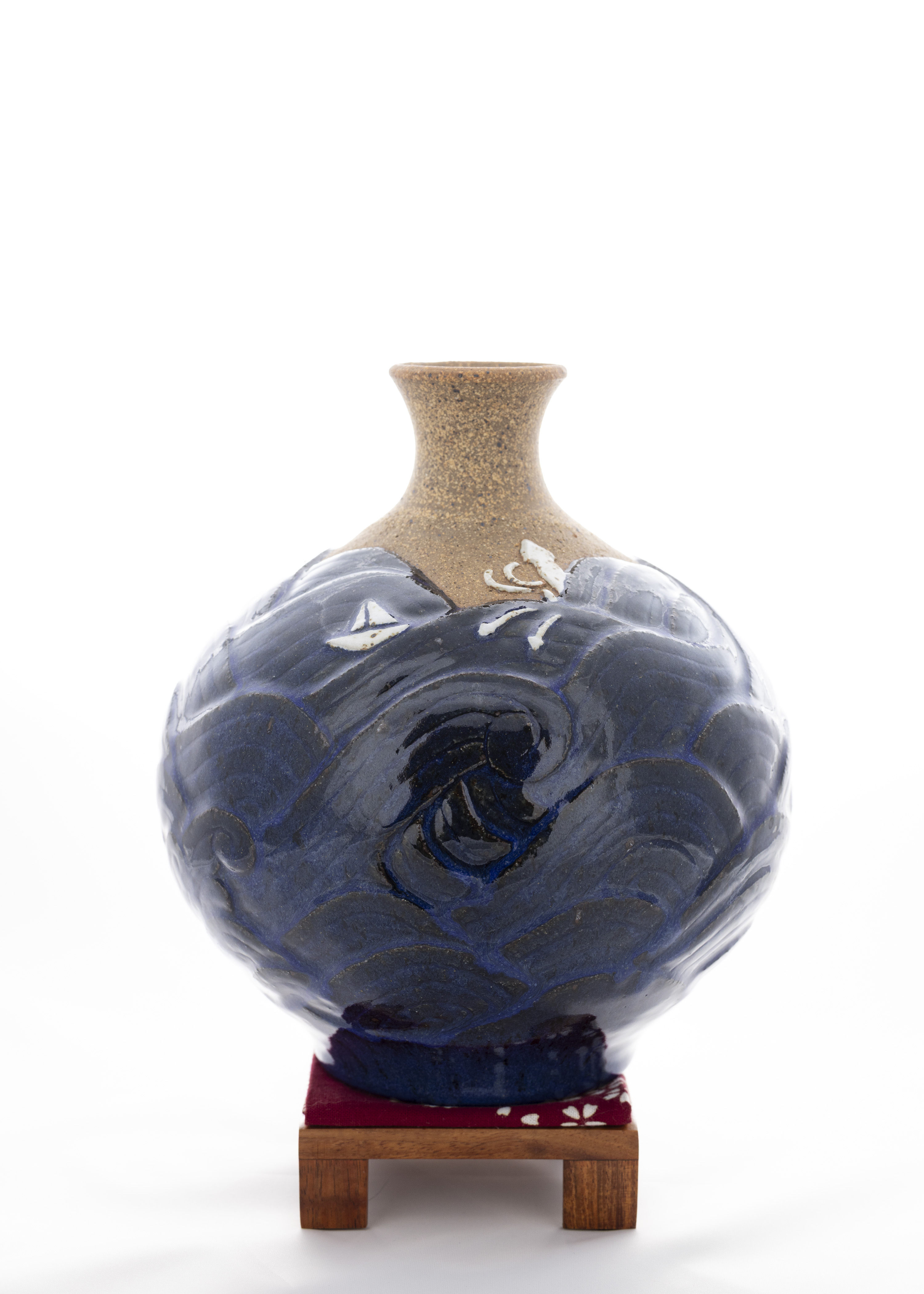 Carved Ocean Waves Vase
