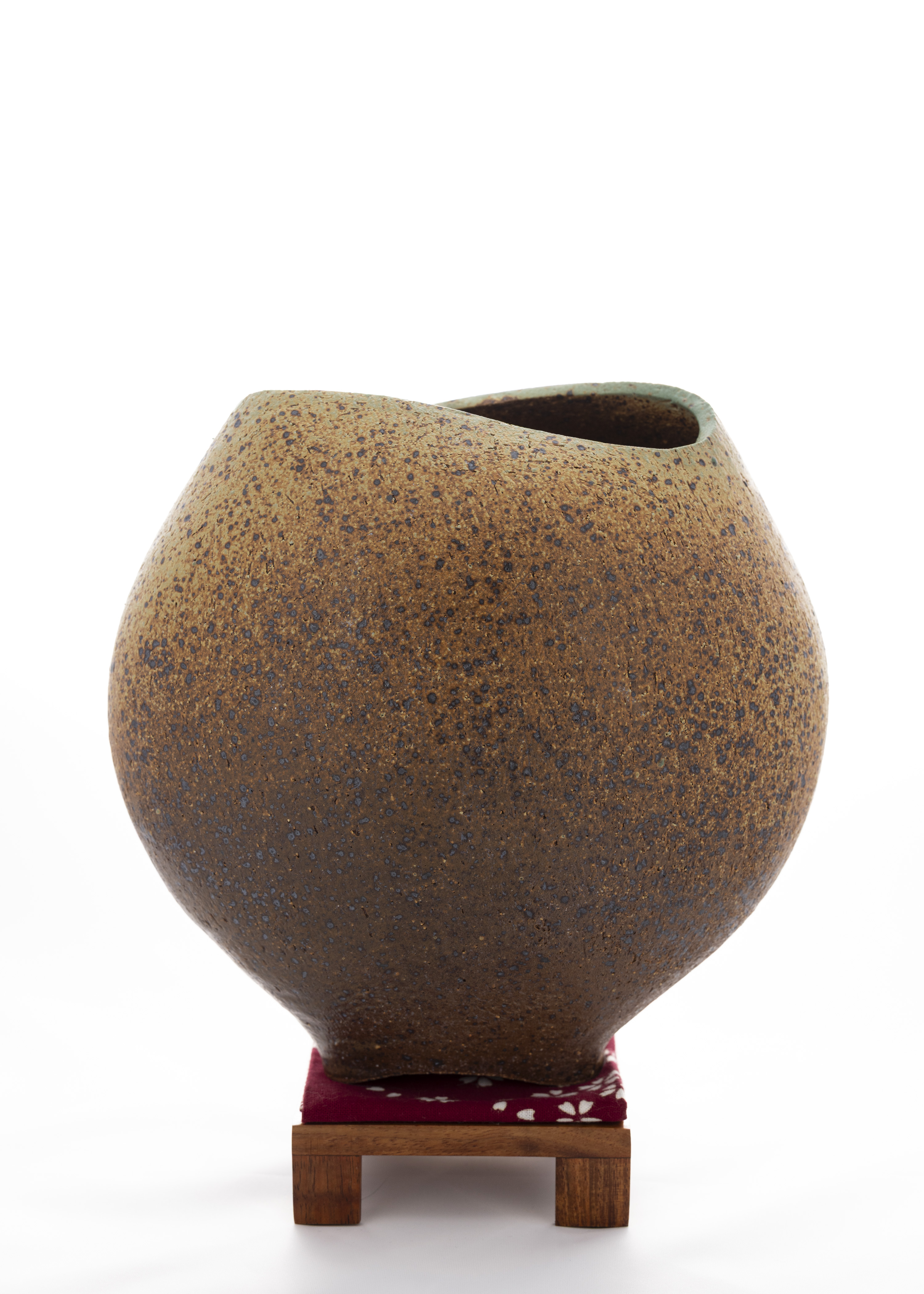 Assymetric Flattened Rustic Vase