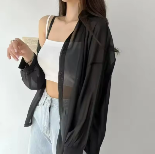 Sheer Black Chiffon Shirt