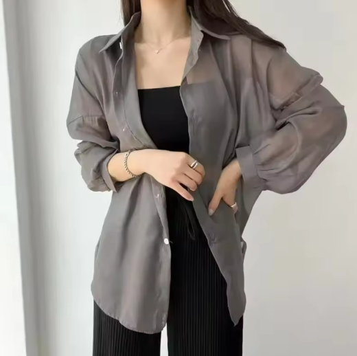 Sheer Black Chiffon Shirt