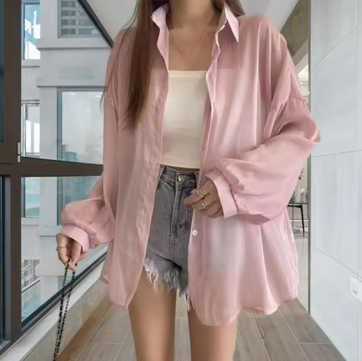 Sheer Button-Up Blouse