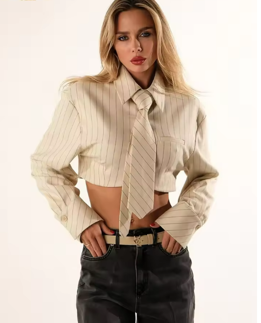 Striped Cropped Shirt