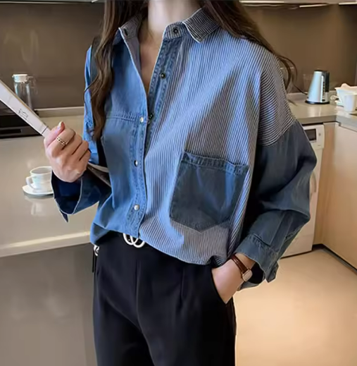 Stylish Blue and White Striped Shirt