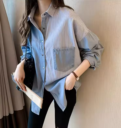 Stylish Blue and White Striped Shirt