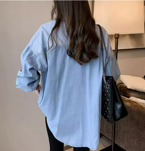 Stylish Blue and White Striped Shirt
