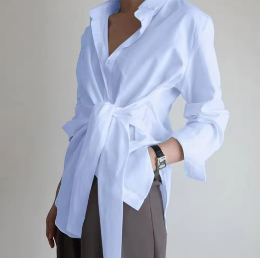 Stylish White Tie-Waist Shirt
