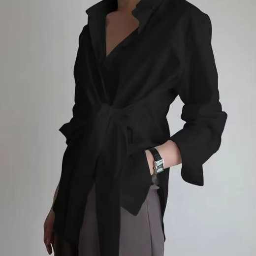 Stylish White Tie-Waist Shirt