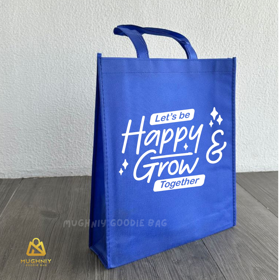 ( 30x40x10 ) Goodie Bag Jahit Custom Bahan Spunbond 100 gram include sablon 1 warna