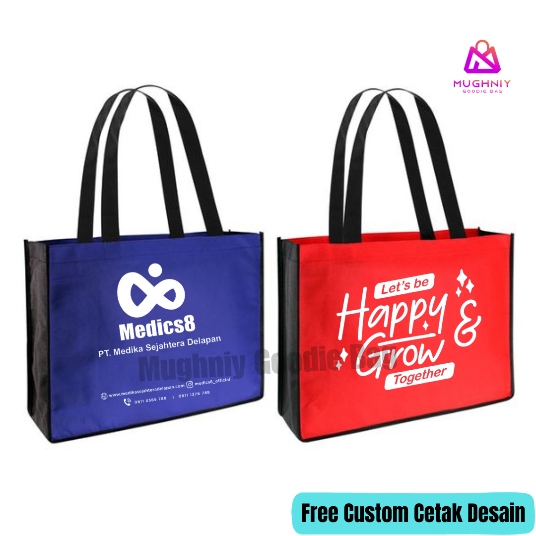 (35x45x15) Landscape Goodie Bag Jahit Custom Bahan Spunbond 100 gram include sablon 1 warna