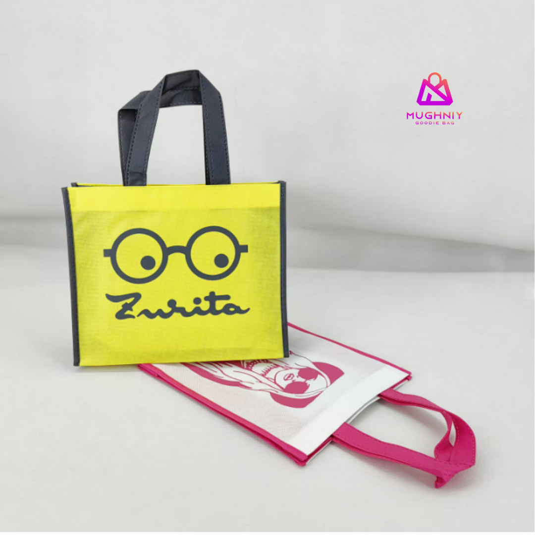 (20x25x10) Goodie Bag jahit Bahan Spunbond 100 gram include cetak 1 warna dan 2 sisi