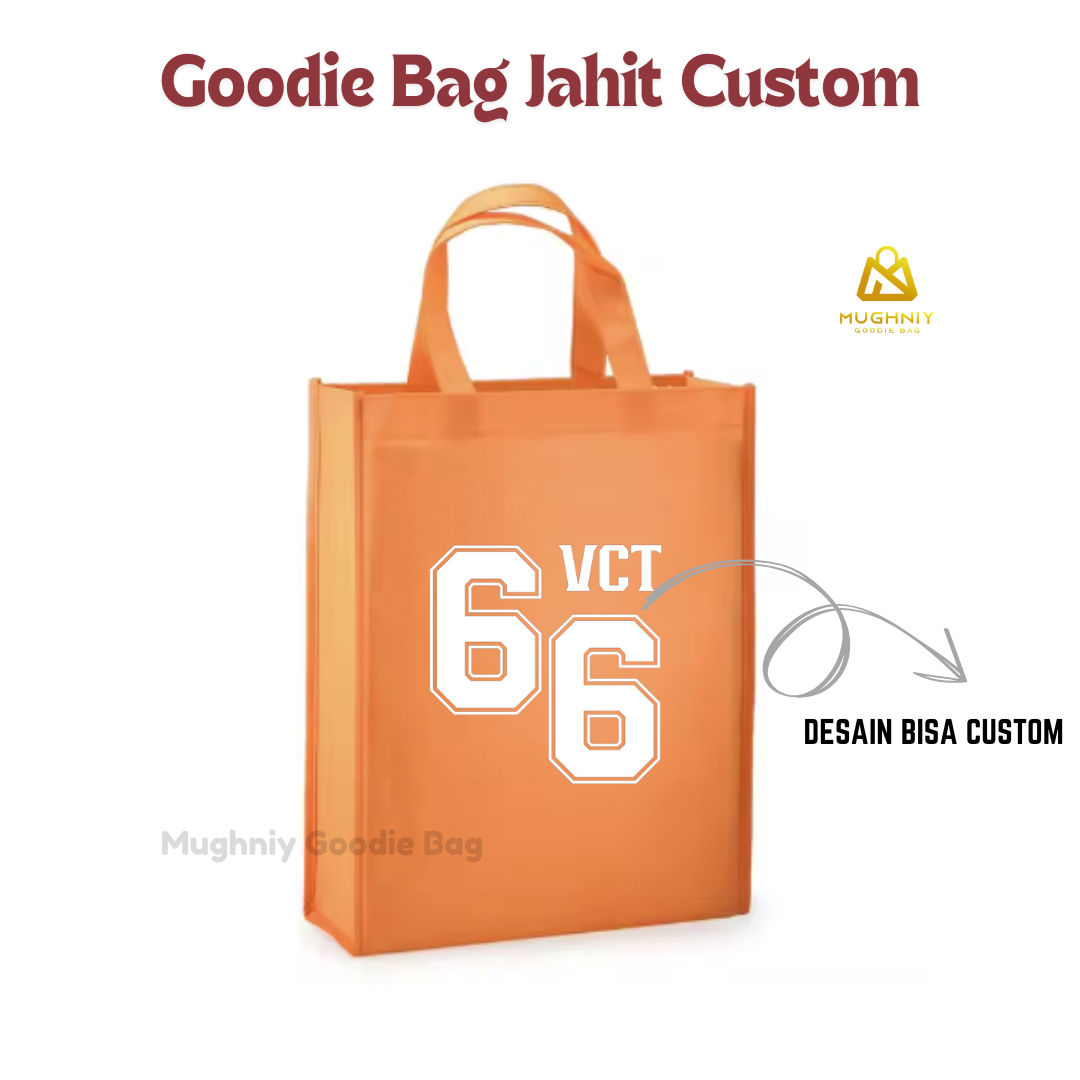 (20x25x10) Goodie Bag Jahit Bahan Kain Spunbond 75 gram include sablon 1 warna dan 1 sisi