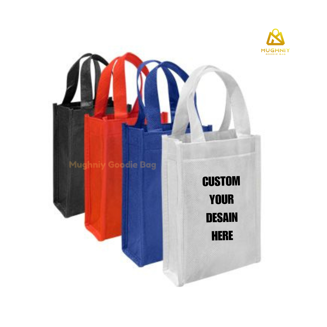 (20x25x10) Goodie Bag Jahit Bahan Kain Spunbond 75 gram include sablon 1 warna dan 1 sisi