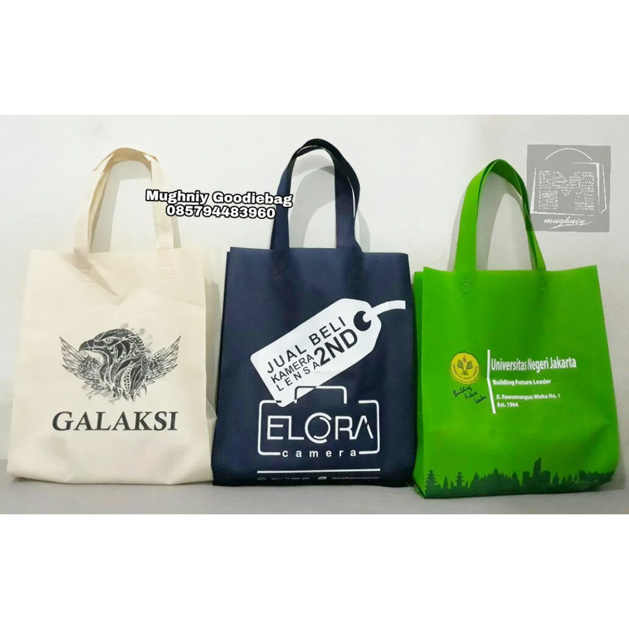 ( 30x40 ) Tas Spunbond Pres Tali Tebal 75 gram include sablon 2 warna dan 1 sisi