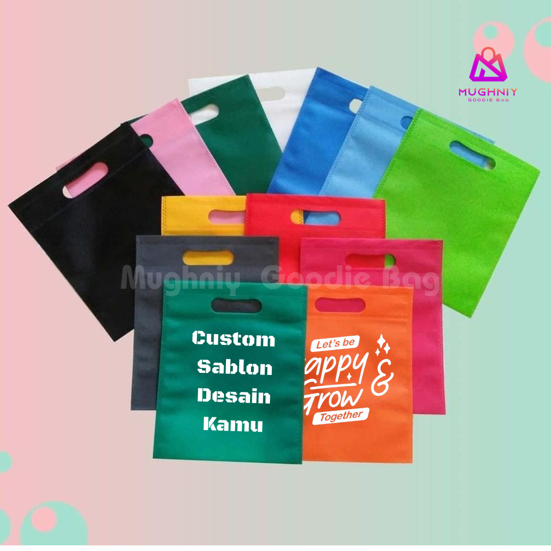 (20x25) Tas Oval Promosi / Tas Gift / Tas Souvenir Bahan Kain Spunbond include sablon 1 warna dan 1 sisi