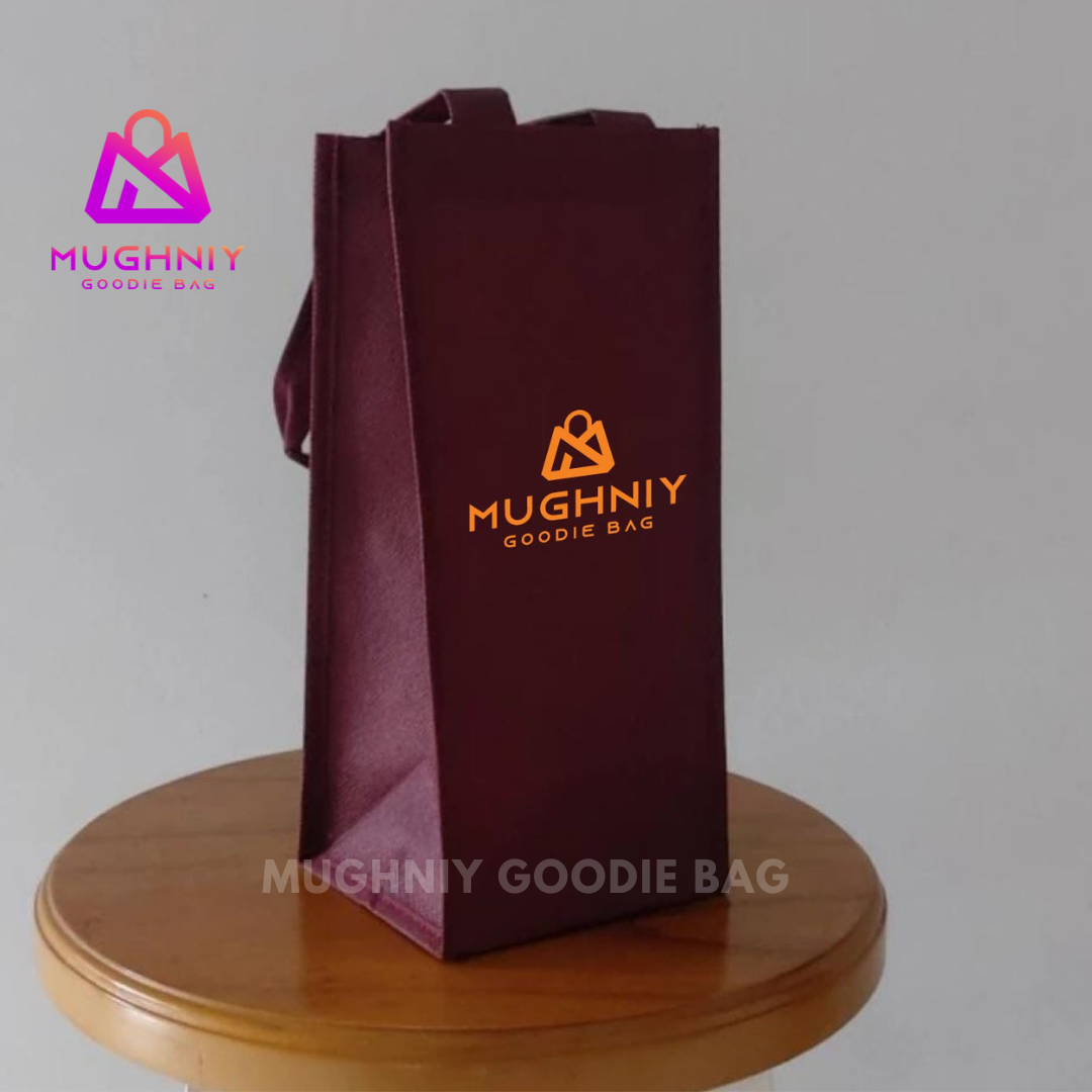 (10x10x30) Spunbond 75 gram Tote Bag Botol Tumbler / Tas Wine Include Sablon 1 warna dan 1 sisi