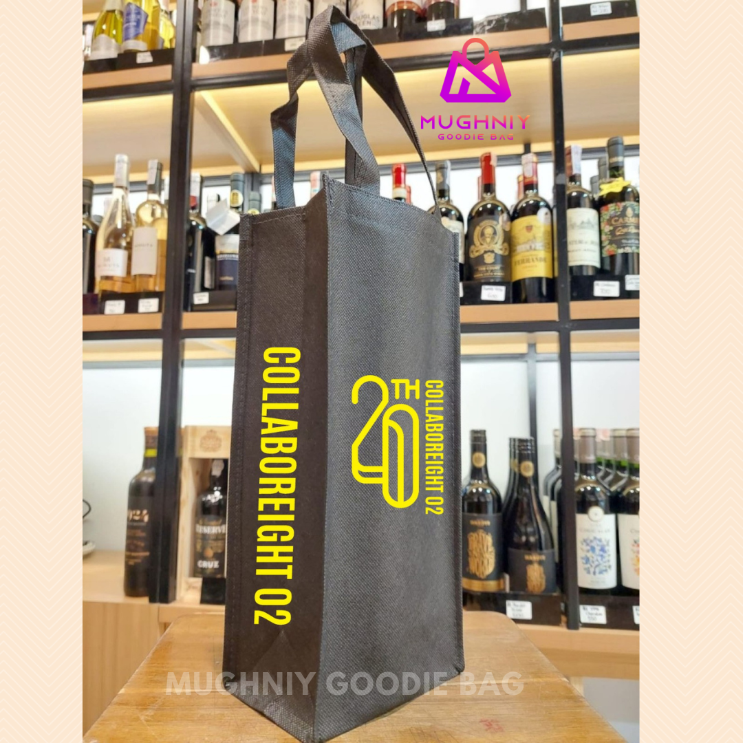 (10x10x30) Spunbond 100 gram Tas Wine - Tas Tumbler Include Sablon 1 Warna cetak 2 sisi