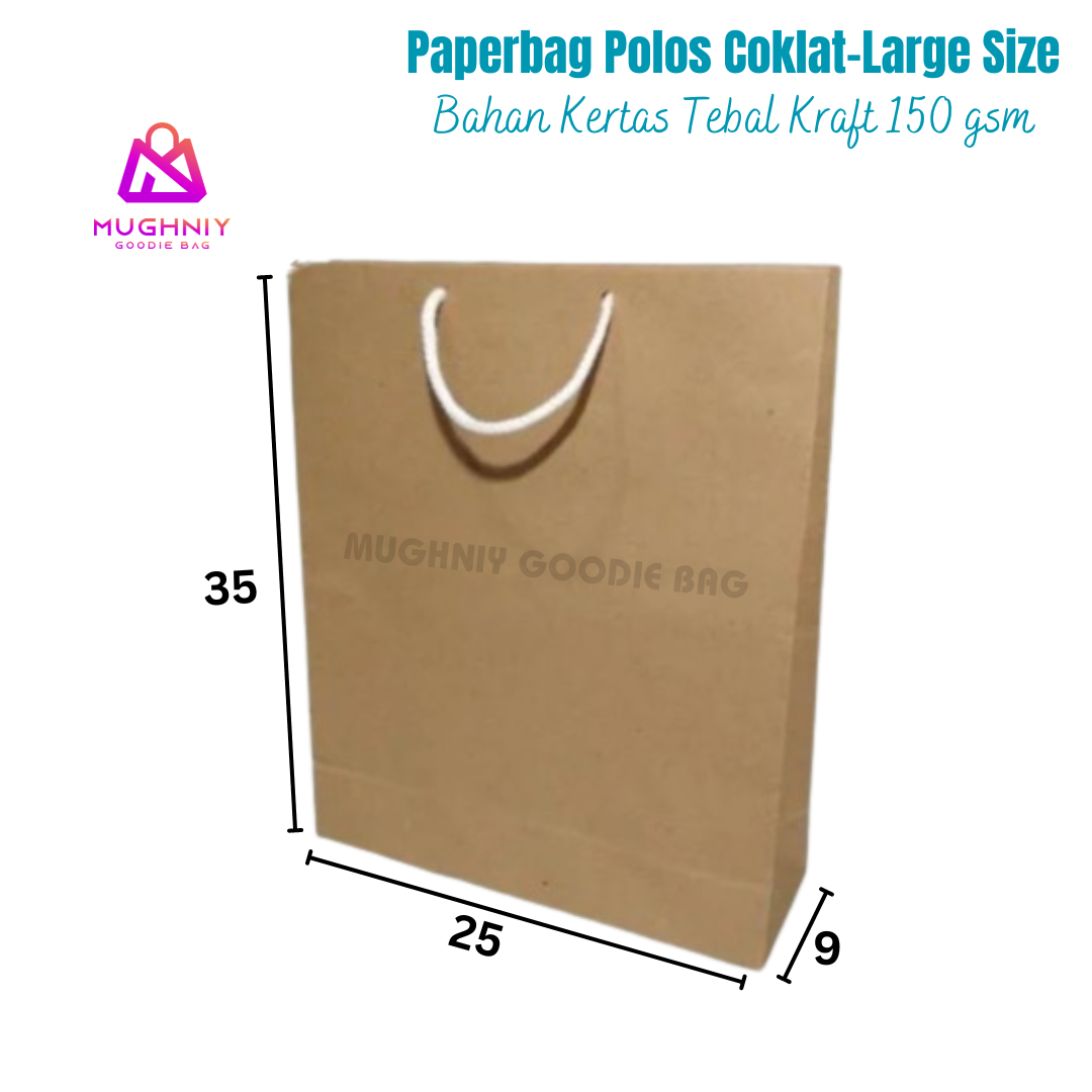 (25x35x9) Paper Bag Coklat ukuran Large