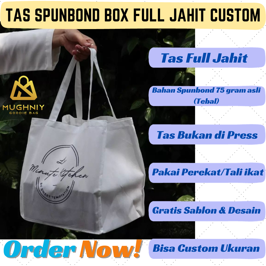 (27x27x27) Dus 25x25 Tas Spunbond Box Kotak model jahit custom bahan spunbond 75 gram include sablon 1 warna 1 sisi