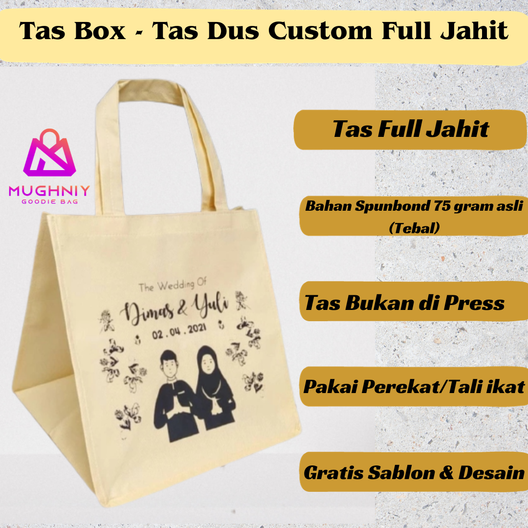 (22x22x27) Dus 20x20 Tas Spunbond Box Jahit Custom Bahan spunbond 75 gram include sablon 1 warna dan 1 sisi