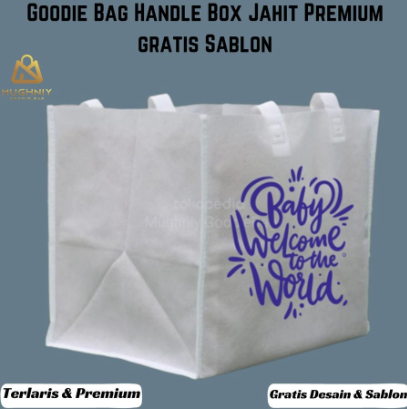 (25x24x28) Goodie Bag Box semi Jahit Custom sablon 1 warna tinta dan 1 sisi
