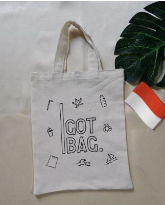 (25x35) Tote Bag Blacu Premium / Goodie Bag Bahan Blacu Tebal include sablon 1 warna dan 1 sisi