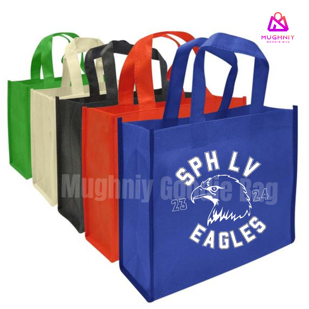 (25x35x10) Landscape Goodie Bag Jahit Bahan Spunbond 100 gram include sablon 1 warna dan 1 sisi