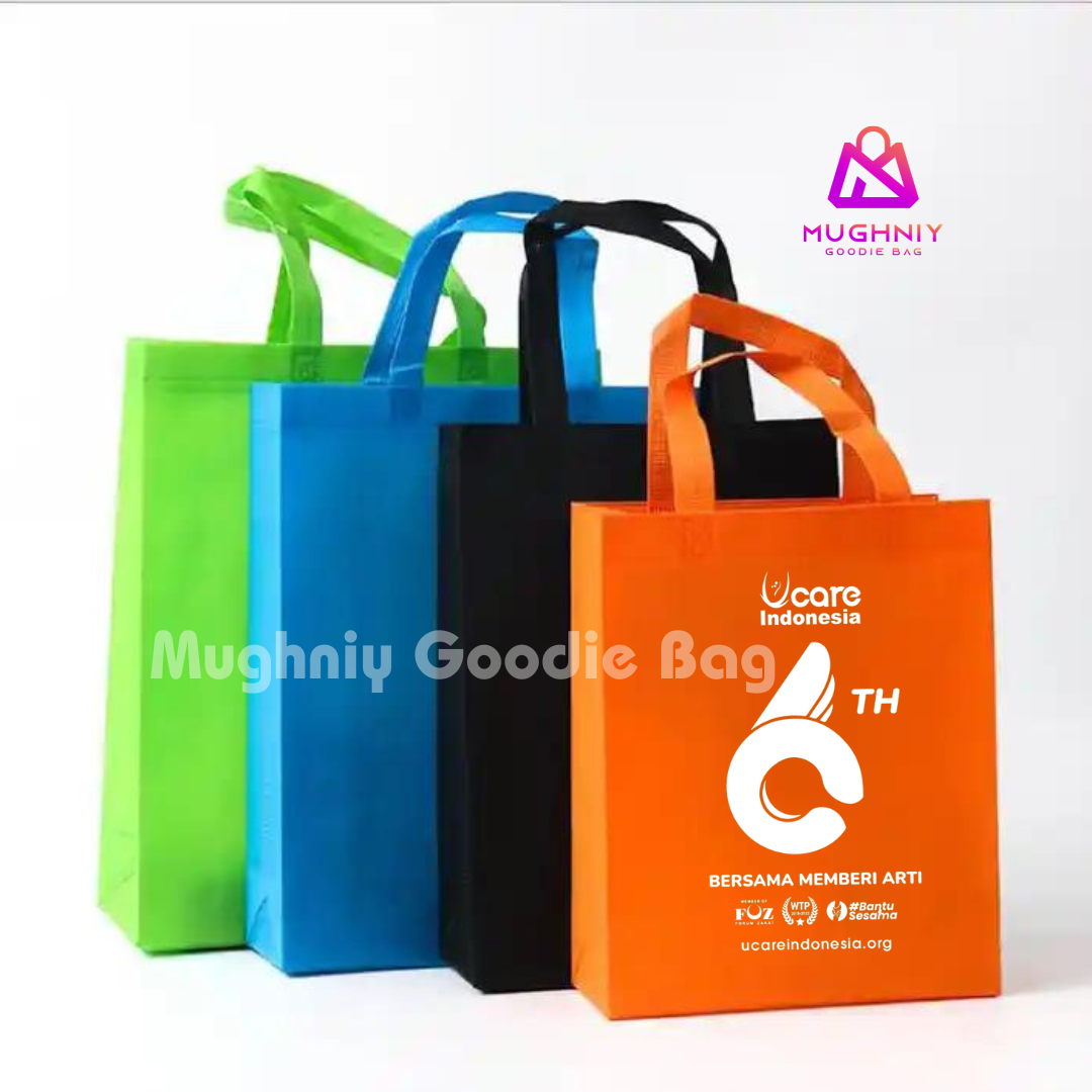 (25X30x10) Tas Spunbond Promosi model HBPA / Goodie Bag Bahan Kain Spunbond tebal 75 gram include sablon 1 warna 1 sisi
