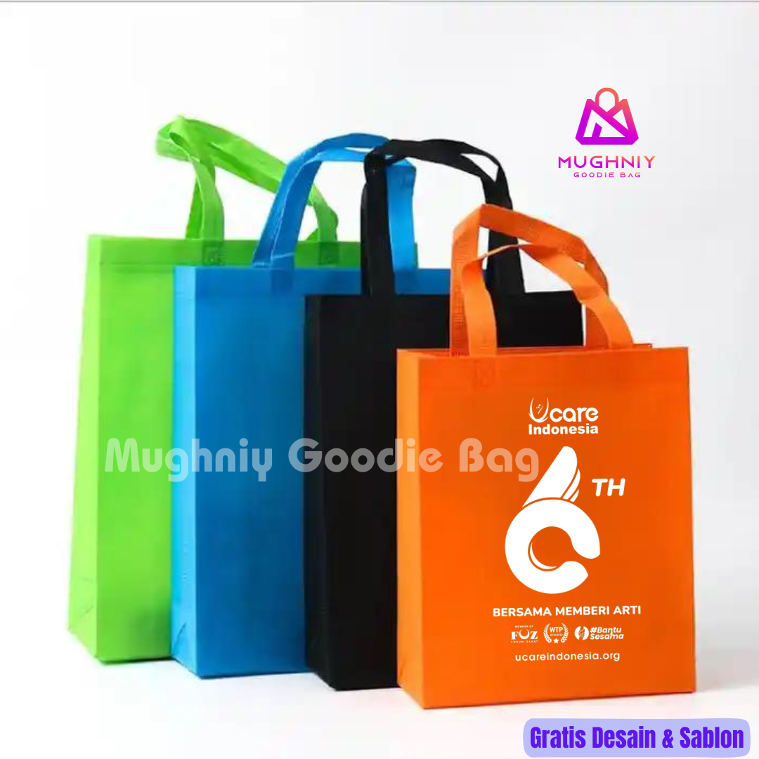 (25X30x10) Tas Spunbond Promosi model HBPA / Goodie Bag Bahan Kain Spunbond tebal 75 gram include sablon 1 warna 2 sisi // 2 warna 1 sisi