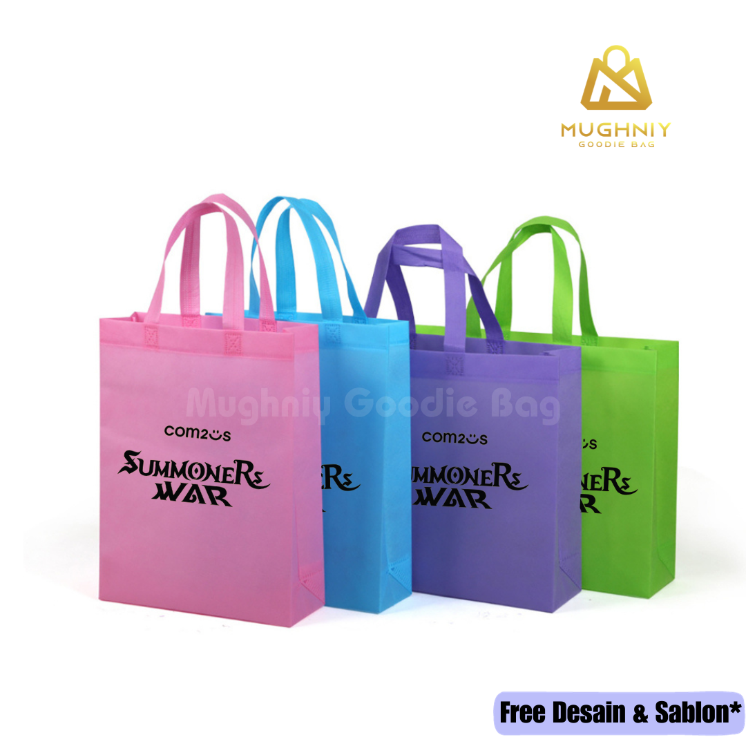 (30x40x10) Tas Spunbond Promosi model HBPA / Goodie Bag Bahan Kain Spunbond tebal 75 gram include sablon 1 warna 2 sisi ( Bolak Balik)
