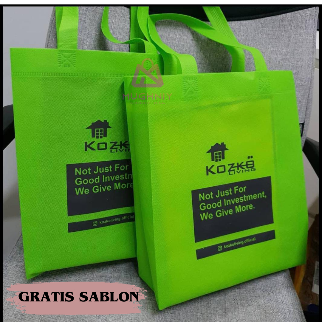 (30x40x10) Tas Spunbond Promosi model HBPA / Goodie Bag Bahan Kain Spunbond tebal 75 gram include sablon 1 warna 2 sisi ( Bolak Balik)