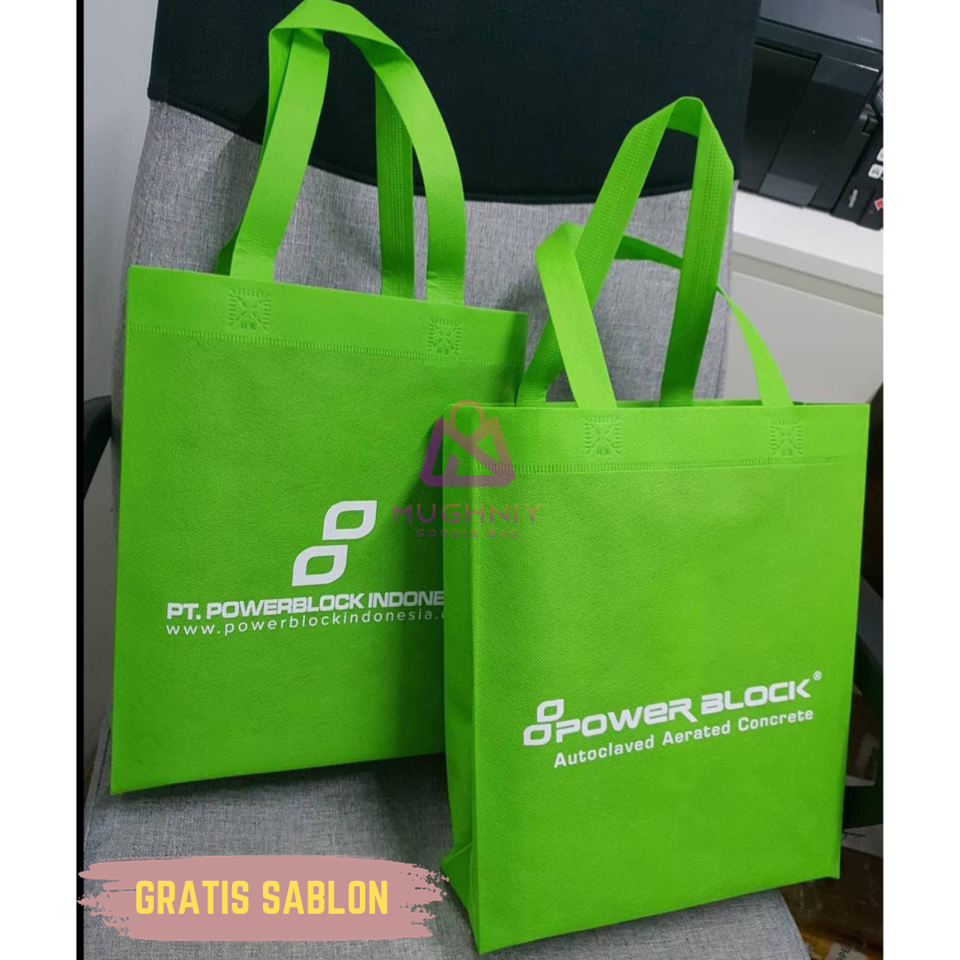 (30x40x10) Tas Spunbond Promosi model HBPA / Goodie Bag Bahan Kain Spunbond tebal 75 gram include sablon 1 warna 2 sisi ( Bolak Balik)