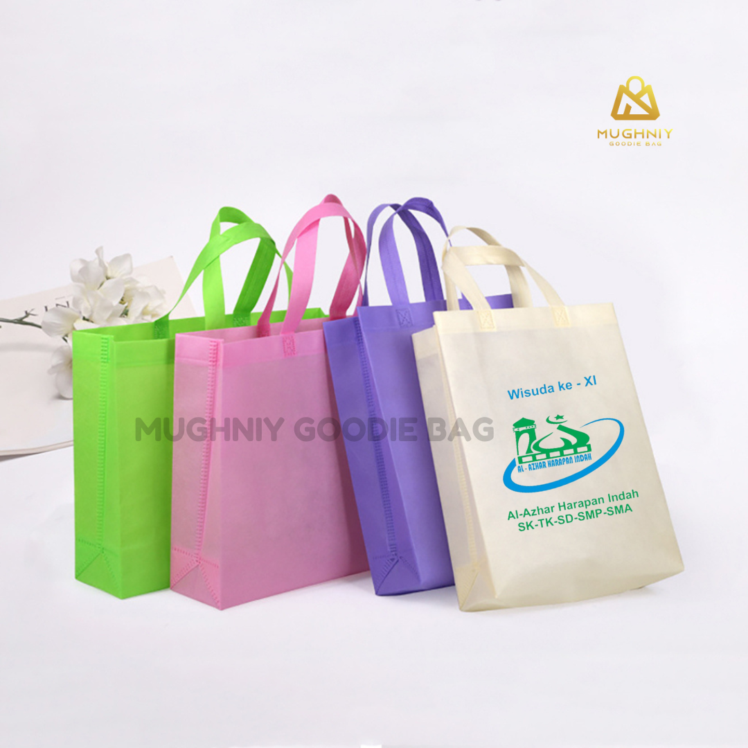 (30x40x10) Tas Spunbond Promosi model HBPA / Goodie Bag Bahan Kain Spunbond tebal 75 gram include sablon 2 warna 1 sisi 