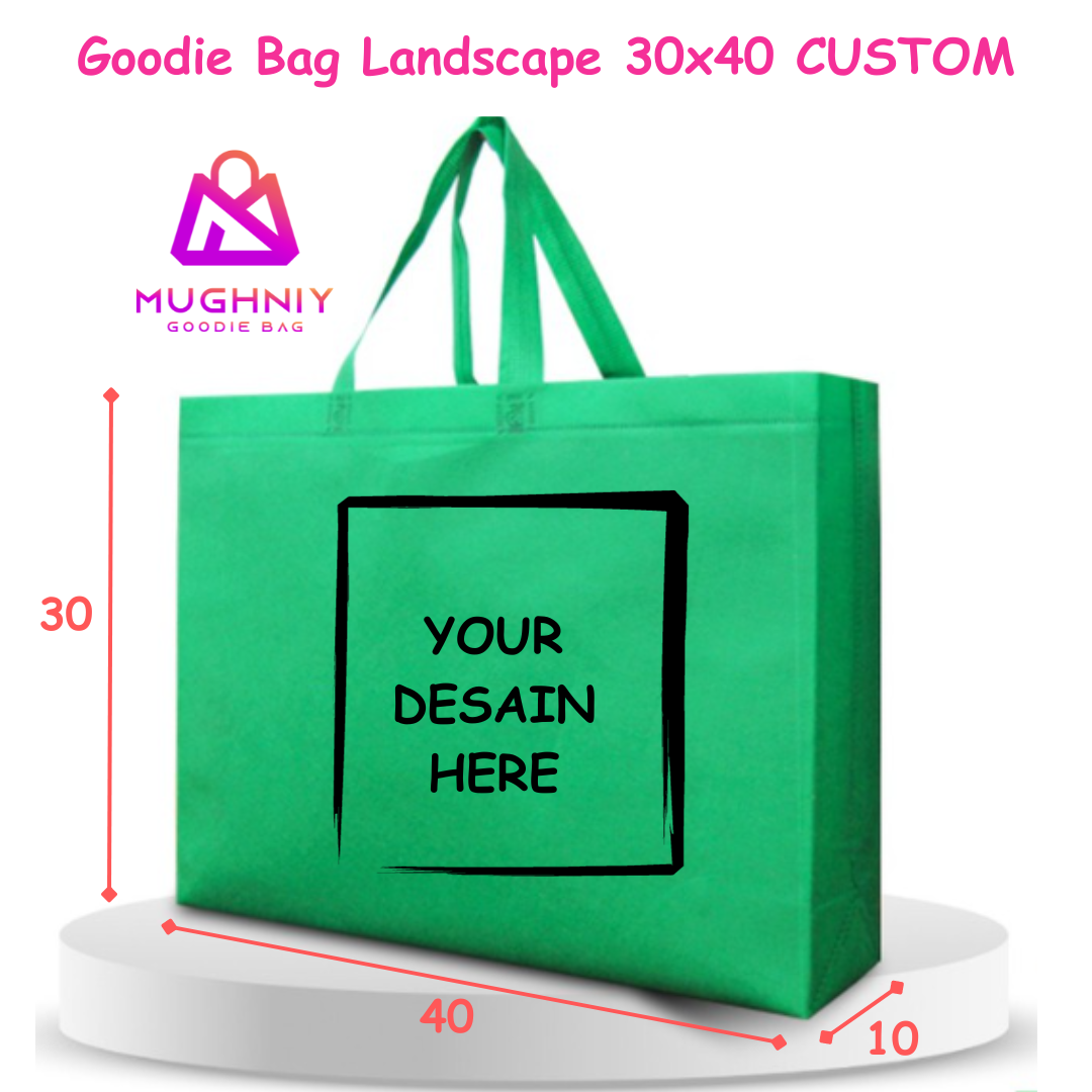 (30x40x10) Landscape Tas Spunbond Promosi model HBPA / Goodie Bag Bahan Kain Spunbond tebal 75 gram include sablon 1 warna 2 sisi (Bolak Balik )