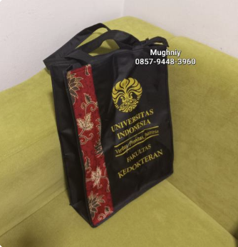 (30x40x10) Tote Bag Premium Bahan Mikro motif Batik Vertikal Pakai Penutup Resleting include Sablon 1 warna 1 sisi