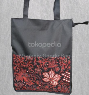 (30x40x10) Tote Bag Premium Bahan Mikro motif Batik Tengah Pakai Penutup Resleting include Sablon 1 warna 1 sisi