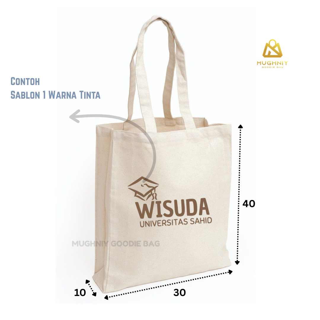 (30x40x10) Tote Bag Kain Kanvas Terpal Cetak 1 warna  dan 1 sisi - Tote Bag Polyester - Canvas Bag Custom 