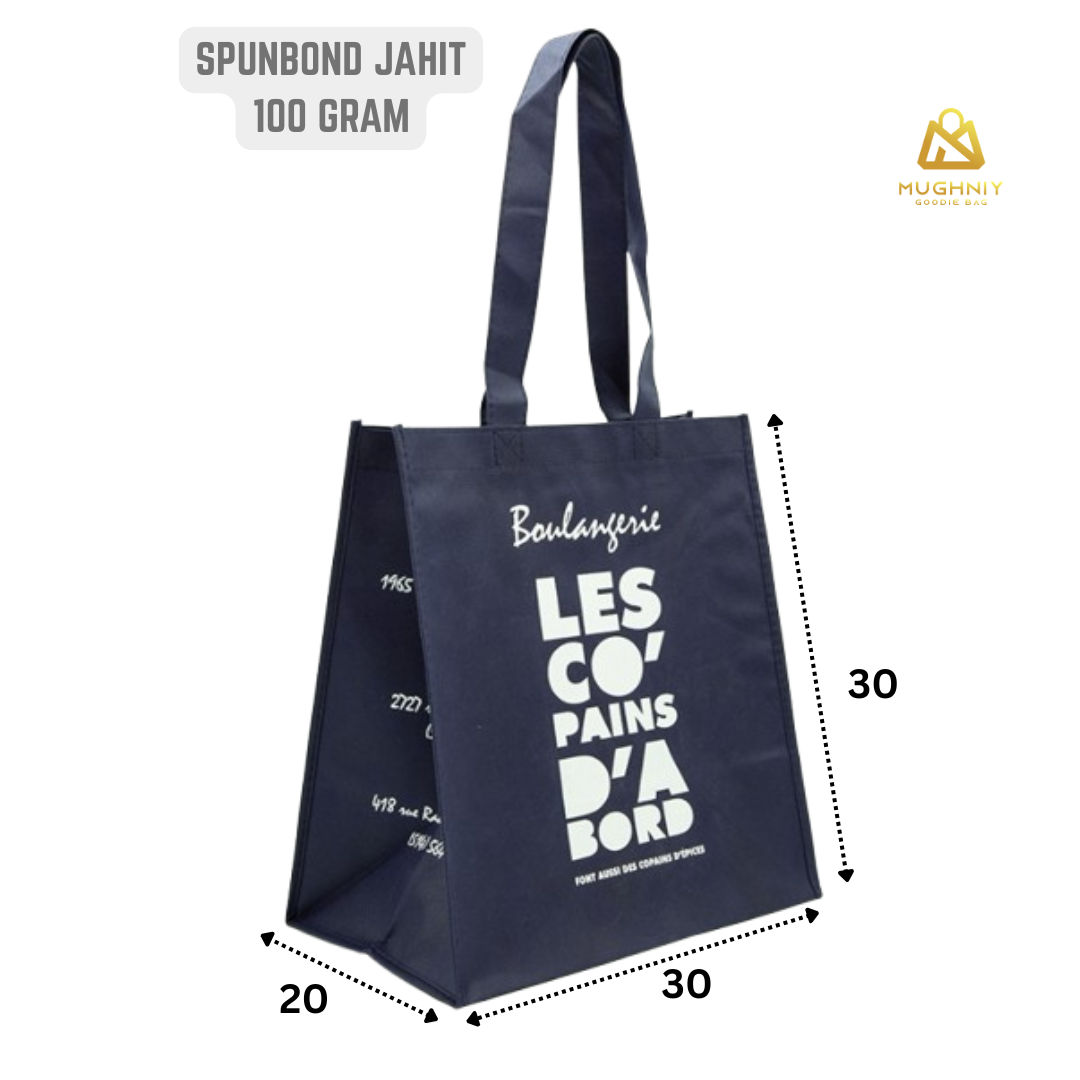 (30x30x20) Tas Spunbond Jahit 100 Gram - Tas Box Tebal Custom sablon 1 warna cetak 2 sisi 