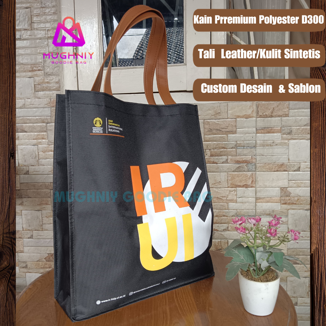 (30x40x10) Tas Premium D300 Waterproof Tali Kain Leather include sablon 1 warna tinta dan 1 sisi
