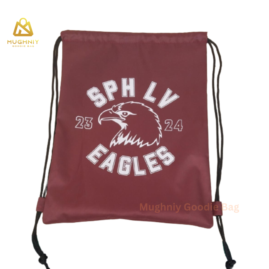 Tas Serut Ransel Drawstring Bag ukuran 33x43 Bahan Kain Taslan Premium Include sablon 1 warna 1 sisi