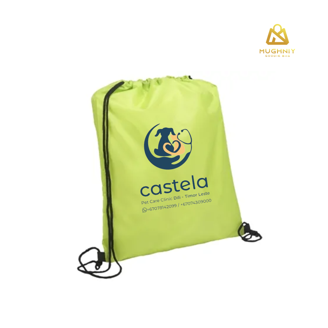 Tas Serut Ransel Kain Parasut Tebal - Drawstring Bag ukuran 33x43 Bahan  Include sablon 2 warna 1 sisi