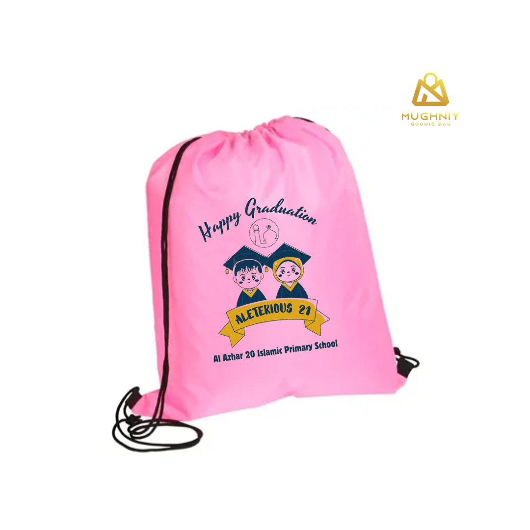 Tas Serut Ransel Kain Parasut Tebal - Drawstring Bag ukuran 33x43 Bahan  Include sablon 3 warna 1 sisi