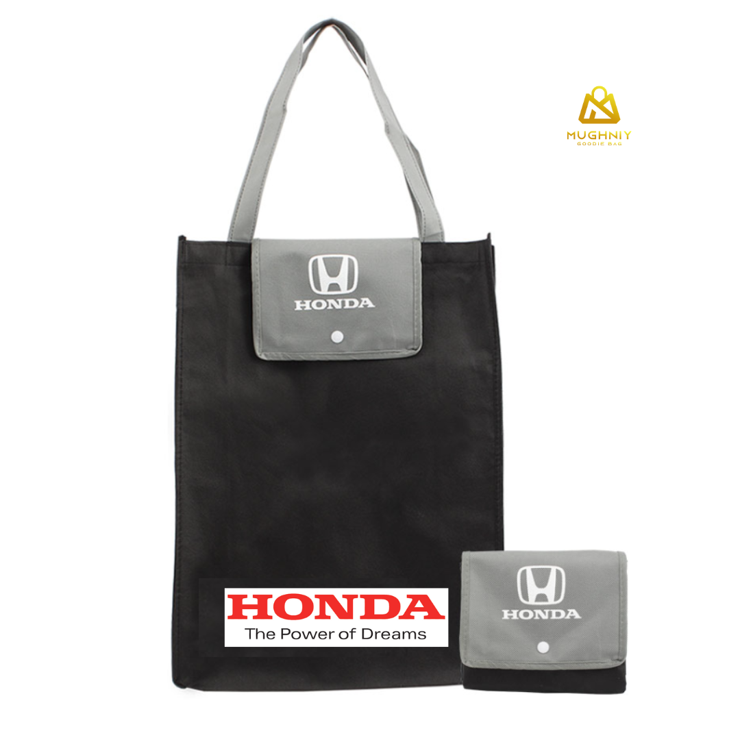 (30x40x10) Foldable Bag Tipe Kancing - Tas Lipat Custom Tutup Atas Bahan Spunbond 100 gram sablon 2 sisi