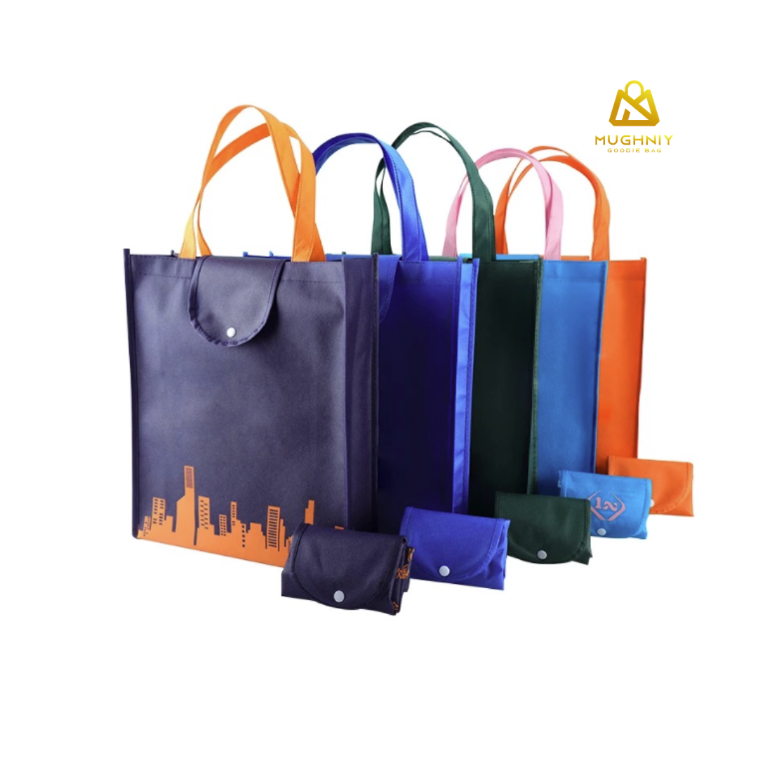 (35x45x10) Foldable Bag Besar Tipe Kancing  - Tas Lipat Custom Tutup Atas Bahan Spunbond 100 gram sablon 1 warna 1 sisi