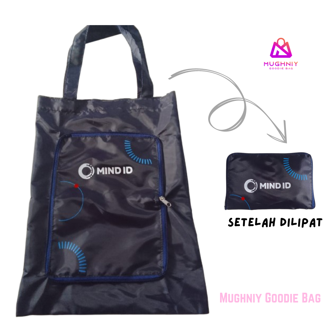 (30x40) Tas Parasut Lipat Include sablon 3 warna 1 sisi - Foldable Bag Bahan Parasut tebal dan anti air