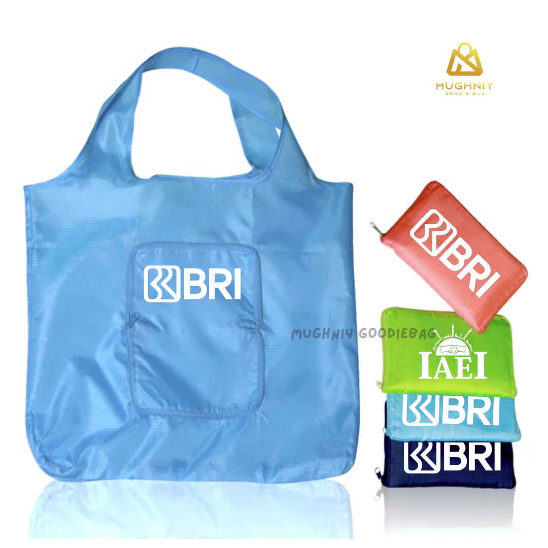 (40x45) Jumbo Foldable Bag Parasut Tebal Premium include sablon 1 warna 1 sisi - Tas Lipat Parasut 