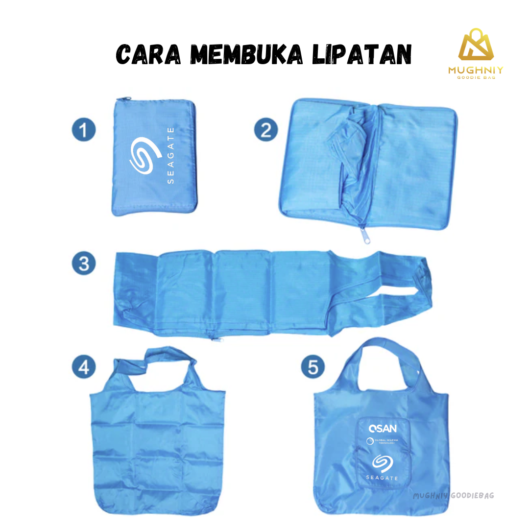 (40x45) Jumbo Foldable Bag Parasut Tebal Premium include sablon 1 warna 1 sisi - Tas Lipat Parasut 